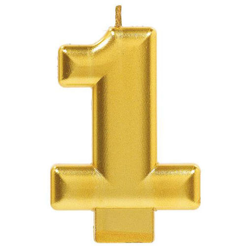 Party Balloon Gold Mettalic #1 Candle