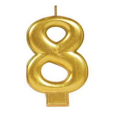 Party Item Gold metallic Number 8 Candle