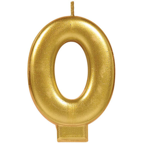 Party Balloon Gold Mettalic #0 Candle