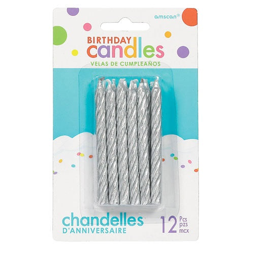 Party Balloons Silver Spiral Candle