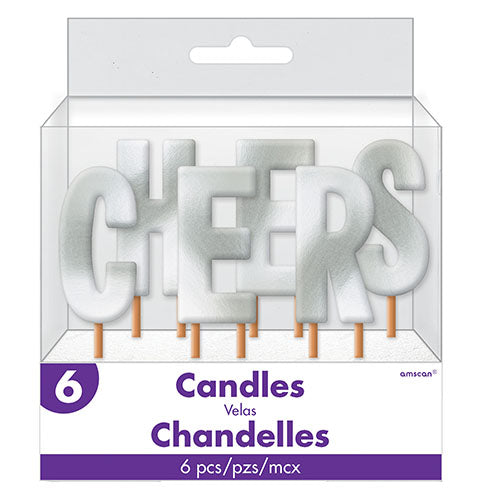 Party Balloon Candle Pick Cheers - Silver
