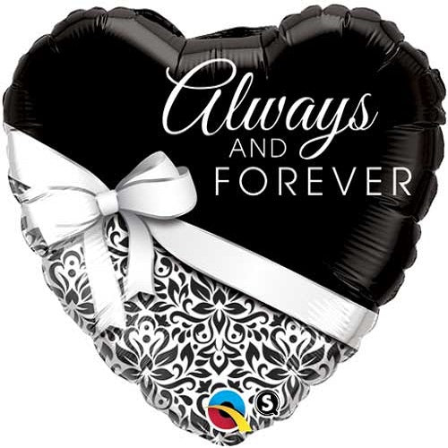 Wedding Always And Forever Black Heart 18" Foil Balloon 