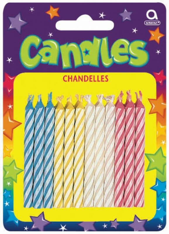 Party Balloons Celebrate Stripe Birthday Candle