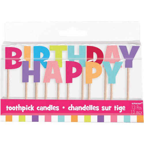 Party Balloon Candle Tooth Pick Happy Birthday Girl