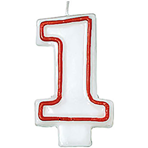 Party Balloon Candle Red/White No.1 Birthday
