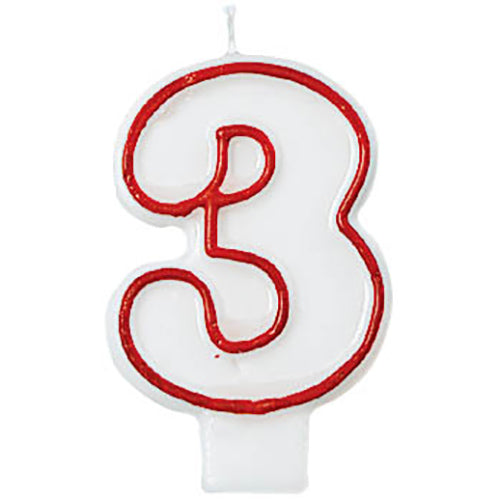 Party Balloon Candle Birthday Red/White No.3        