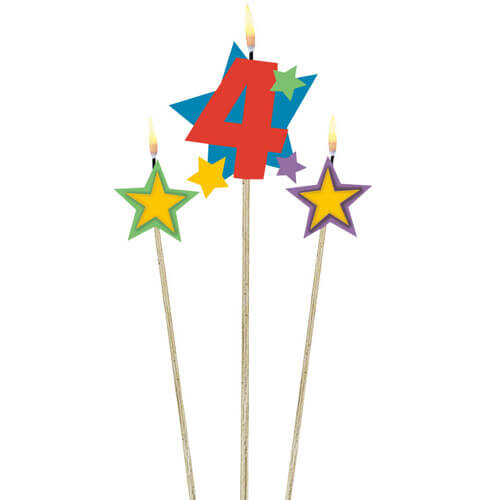 Party Balloon 7" Candle Birthday #4 Pick Star 