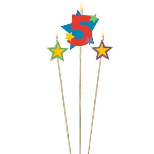 Party Balloon 7" Candle Birthday #5 Pick Star