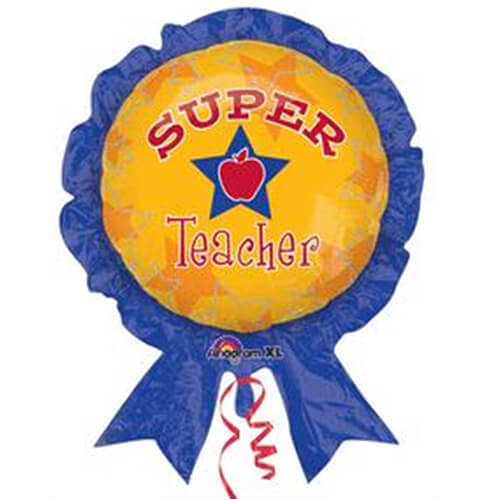Party Balloon Super Teacher Award Ribbon Super Shape Foil Balloon