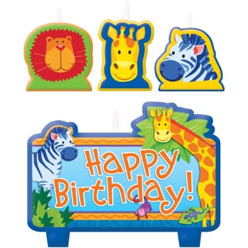 Party Balloon Candle Birthday Jungle Animals