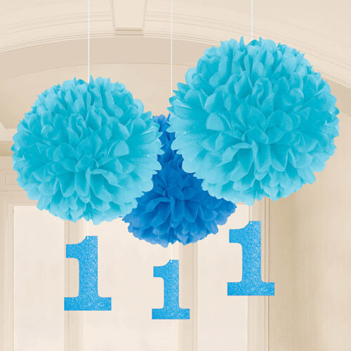 Party Balloon 1st Birthday Boy Fluffy Decoration With Dangler 
