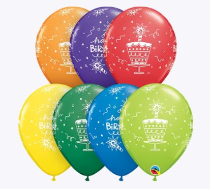 Party Balloon 11" Birthday Cake &amp; Candles Latex Balloon-50CT