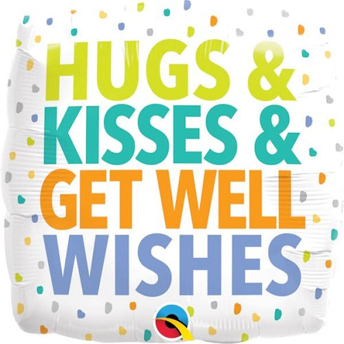 Hug &Kisses & Get well Wishes 18" Foil Balloon 