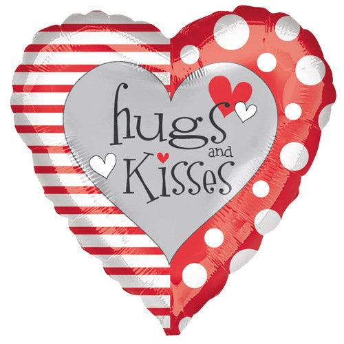 Party Balloon 18"Red &amp; White Hugs &amp; Kisses Balloon Foil Balloon
