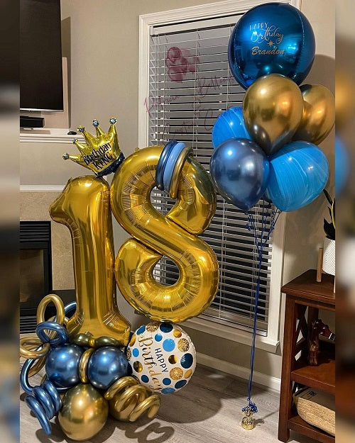 Birthday King Blue 18th Birthday Balloon Bouquet