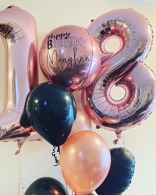 Personalized Rose Gold ORBZ 18th Birthday Balloon Bouquet