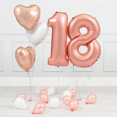 Party Balloons 18th Birthday Rose Gold Balloon Boquet