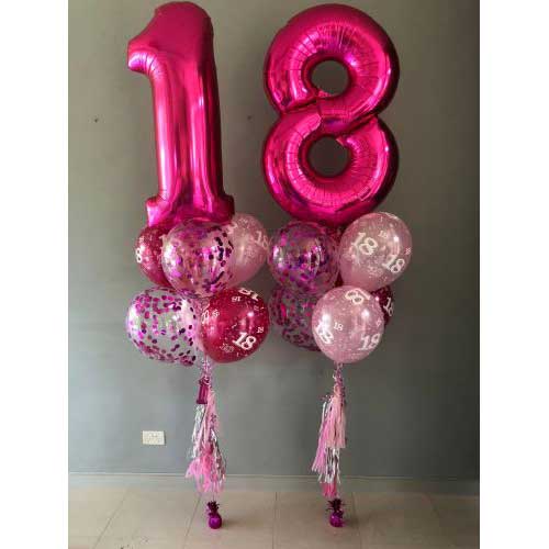 Party Balloons Fuxia Number 18th Birthday Balloon Bouquet