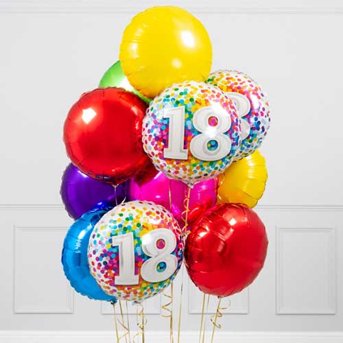 18th Birthday Multi Colour Foil Balloon Bouquet