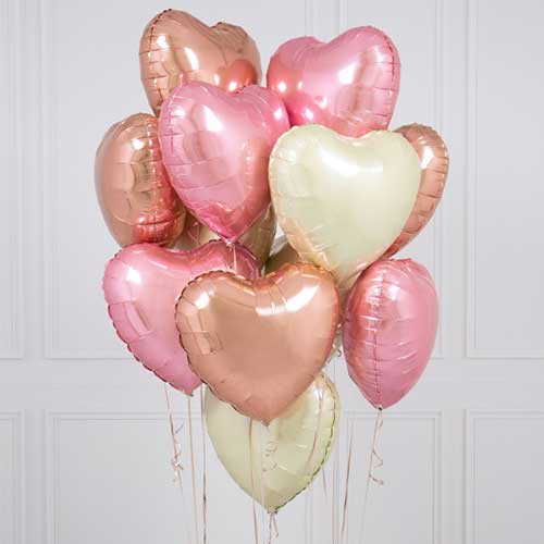 Birthday & Anniversary Pink Heart Helium Balloon Bouquets