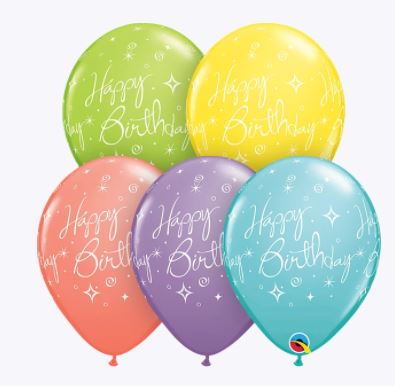 Party Balloon 11" Birthday Elegant Sparkles &amp; Swirls Latex Balloon-50CT