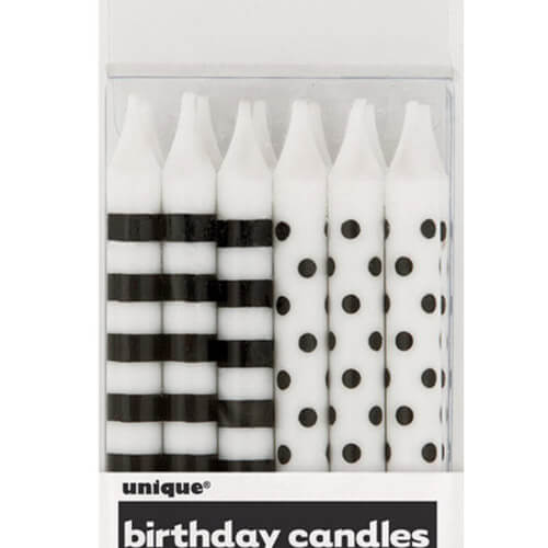 Party Balloon Black Strip/Dot Birthday Candle