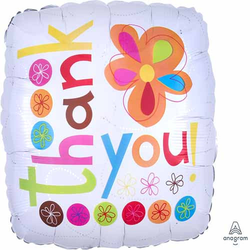 Party Balloon 18Sqi Hx Thank You Colorful Flowr