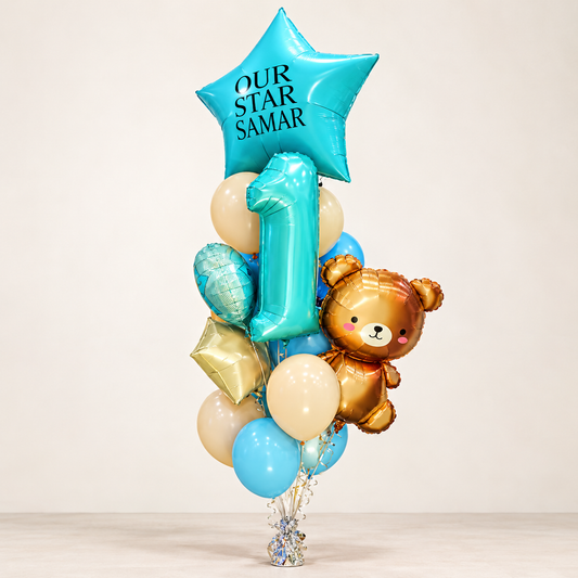 1st Birthday Boy Balloons Bouquet