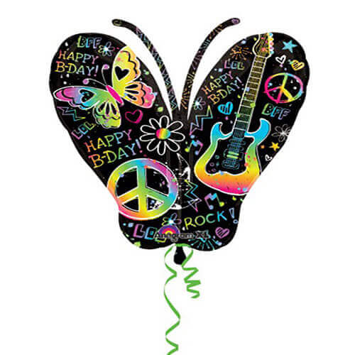 Party Balloon 22" Neon Birthday Butterfly Foil Balloon P35