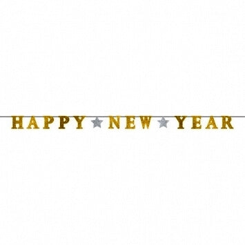 Party Balloon Glitter Gold Happy New Year Letter Banner