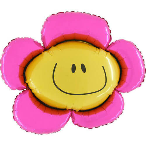Party Balloon Smiley Flower Mini Pink Party Foil Balloon
