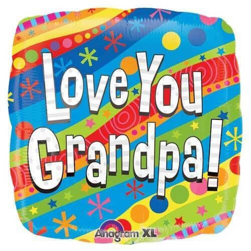 Party Balloon 18" Colorful Love You Grandpa Foil Balloon S40