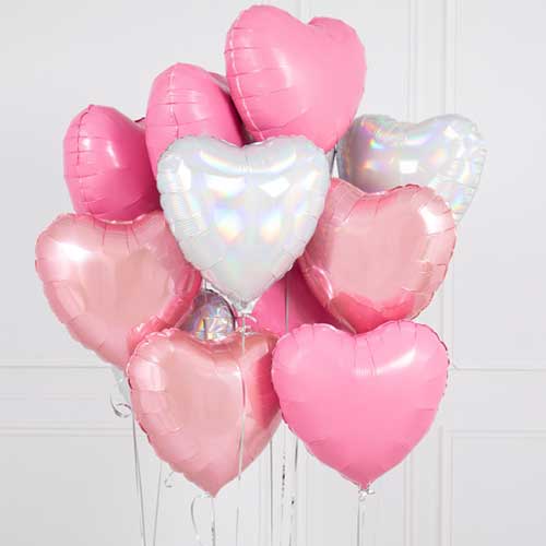 Birthday Pink Heart Helium Balloon Bouquets