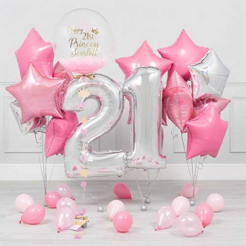 Personalised 21st Birthday Bubble Balloon Bouquet