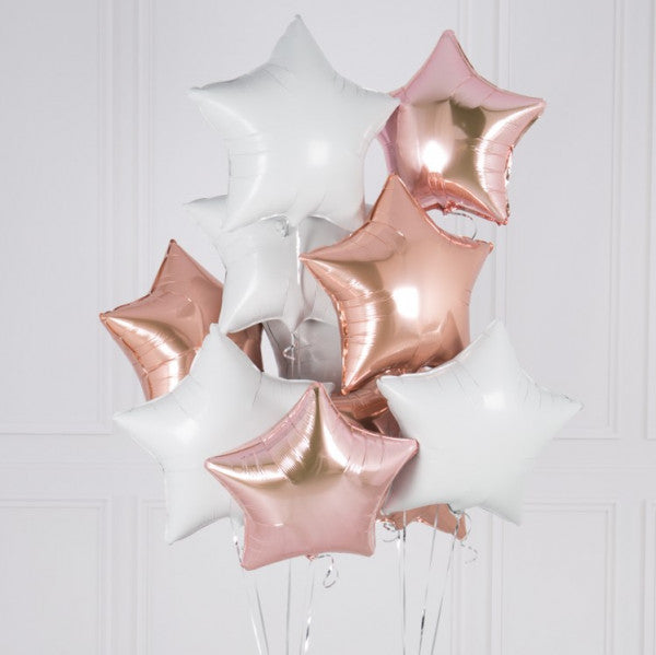 Party Balloons Rose Gold & White Star Balloon Bouquet