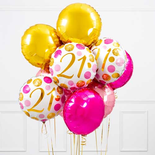 21st Birthday Pink & Gold Foil Balloon Bouquet