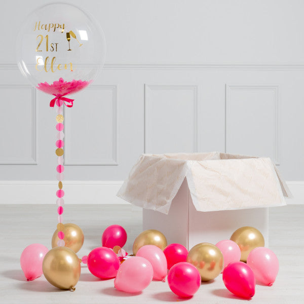 21st Birthday Party Personalized Bubble With Small Balloons