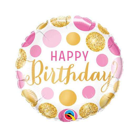 HAPPY BIRTHDAY PINK AND GOLD FOIL BALLOON 