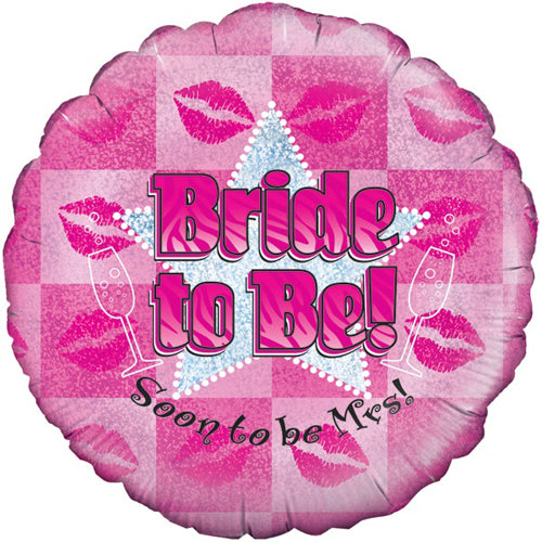 Party Balloon 18" Bride to Be  Holographic Foil Balloon