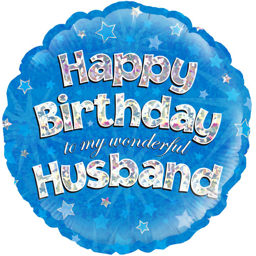 Party Balloon Oaktree  Happy Birthday Husband Holographic 18" Foil Balloon 
