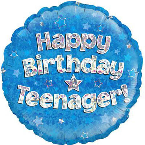 Oaktree 18" Happy Birthday Teenager Blue Holographic