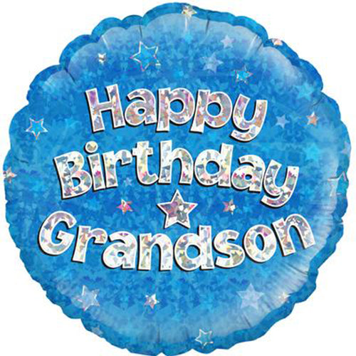Party Balloon Oaktree Happy Birthday Grandson Holographic 18" Foil Balloon 