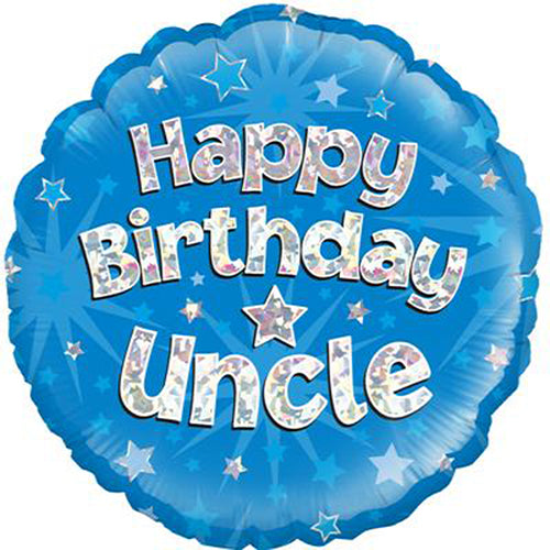 Party Balloon Oaktree Happy Birthday Uncle Blue Holographic 18" Foil balloon 