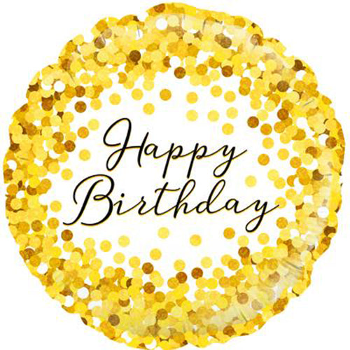 Party Balloon Oaktree 18" Gold Sparkle Birthday Holographic