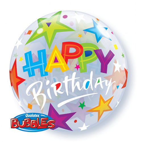 Party Balloon 22" Birthday Brilliant Stars Bubble Balloon