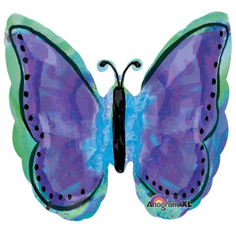 Party Balloon Painted Purple Butterfly Foil Balloon