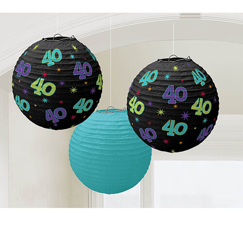 Party Balloon 40th Birthday Printed Paper Lantern 