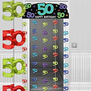 Party Balloon 50th Multi-coloured Door Curtain