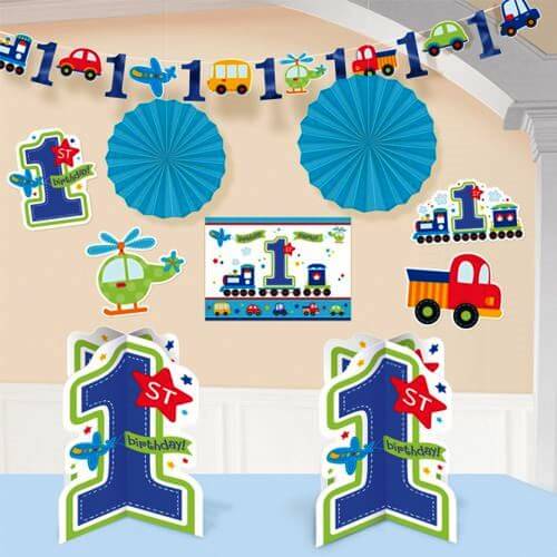Party Balloon All Aboard Boy 1st Birthday Room Decoration Kit 10Ct.