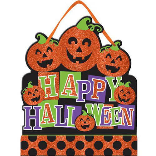 Party Balloon Glitter Jack-o'-Lanterns Happy Halloween Sign